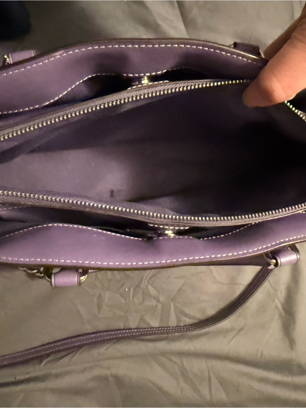 Coach Brown Signature Canvas Satchel with Lavender Trim - Picture 5 of 7
